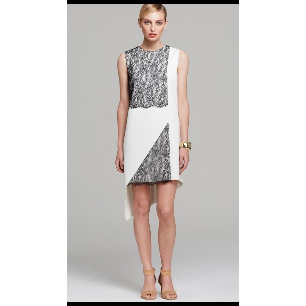 Robert Rodriguez Women's Dress Off White Black Lace Sleeveless Size 8 NWT $495